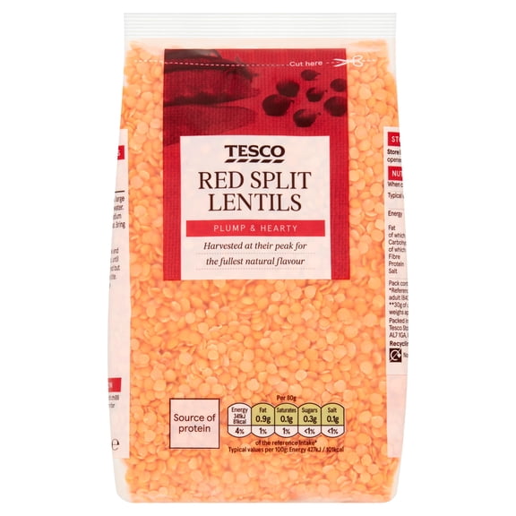 Tesco Red Split Lentils 500G, Imported from Britain