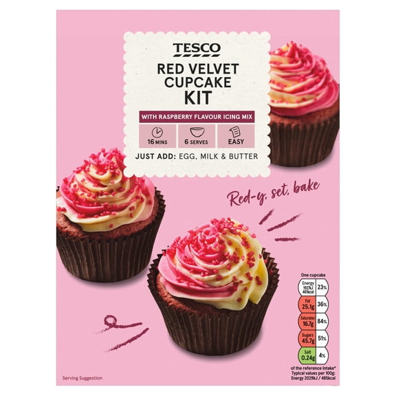 Tesco Red Velvet Cupcake Kit 380g, Imported from Britain