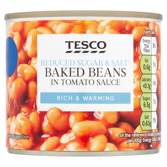 Tesco Reduced Sugar & Salt Baked Beans 220G, Imported from Britain