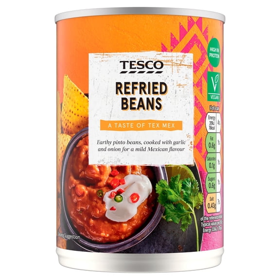 Tesco Refried Beans 392G, Imported from Britain