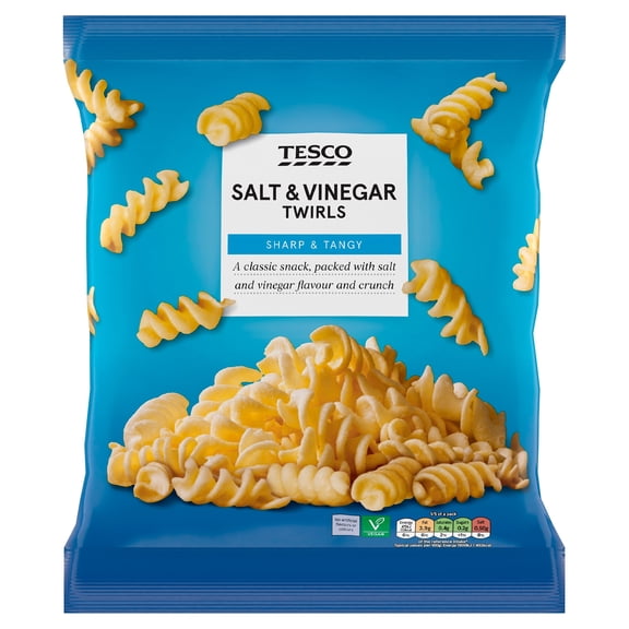 Tesco Salt & Vinegar Twirls 125g, Imported from Britain