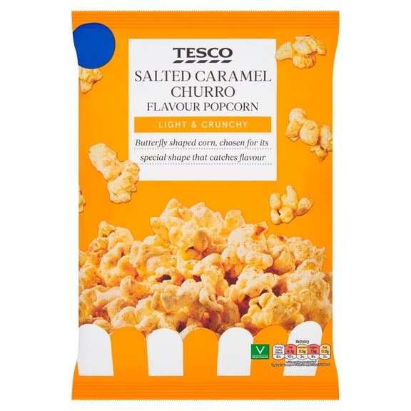 Tesco Salted Caramel Churro Flavour Popcorn 100g, Imported from Britain