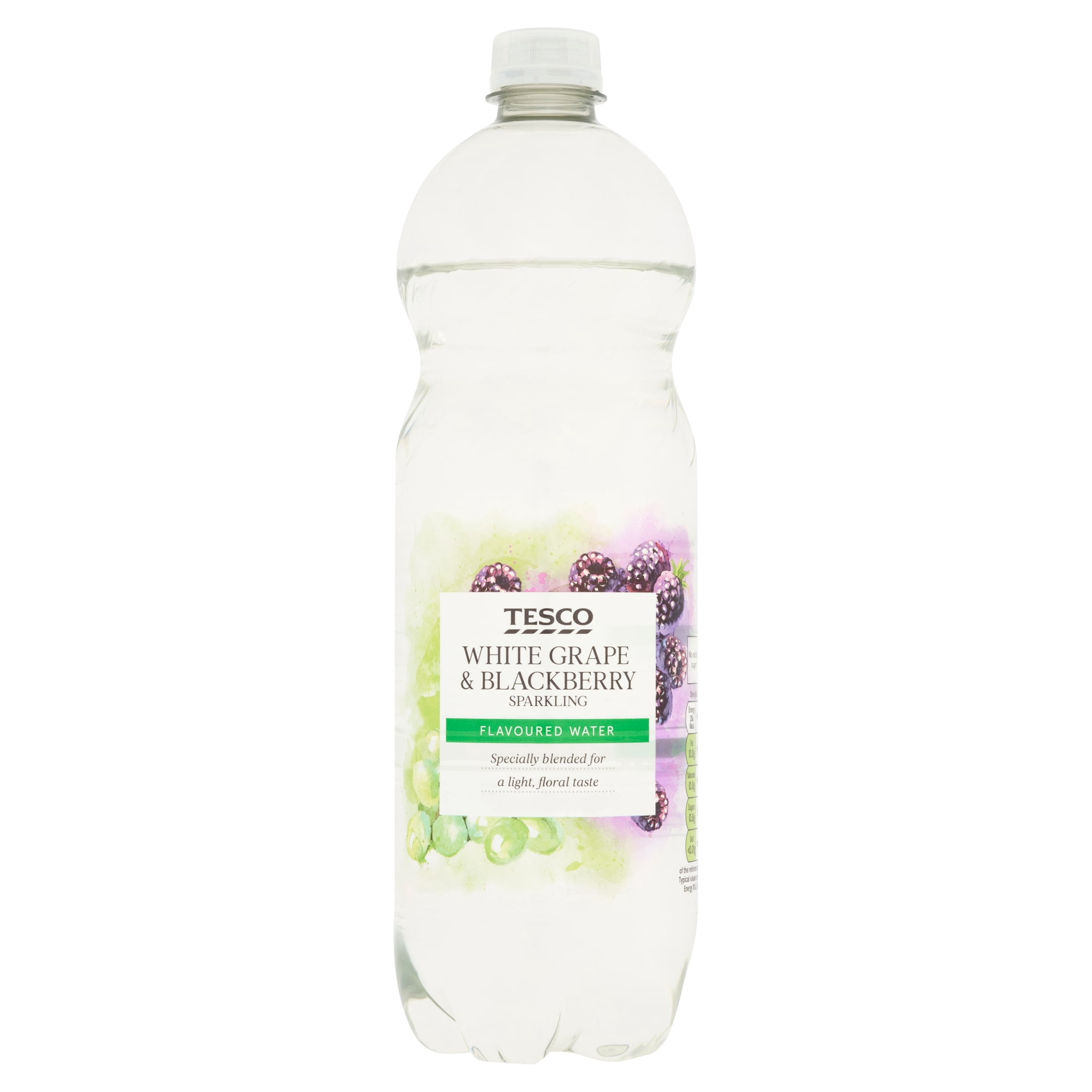 Tesco Sparkling Water White Grape & Blackberry 1 Litre, Imported from Britain