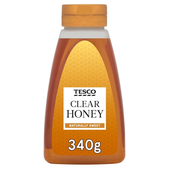 Tesco Squeezy Clear Honey 340G, Imported from Britain