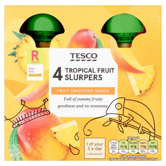Tesco Tropical Fruit Slurpers 4X90g, Imported from Britain
