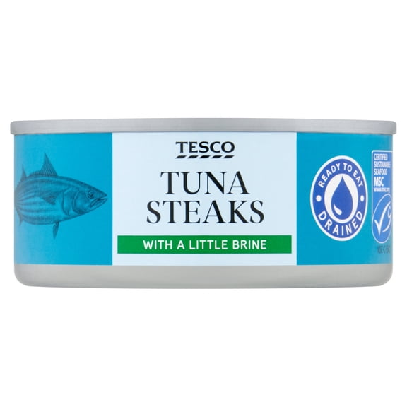 Tesco Tuna Steaks With A Little Brine 110g, Imported from Britain