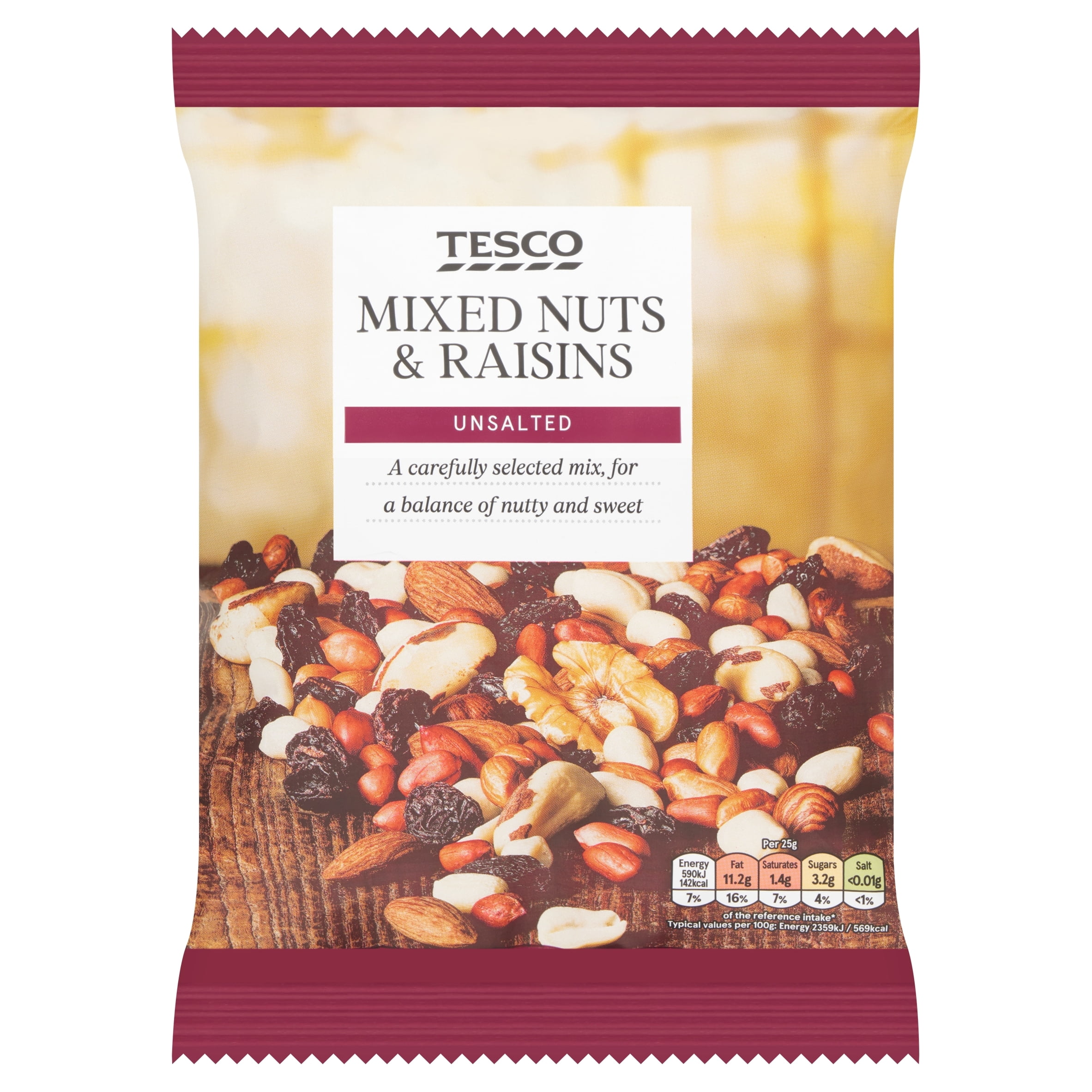 Tesco Unsalted Mixed Nuts & Raisins 500G, Imported from Britain