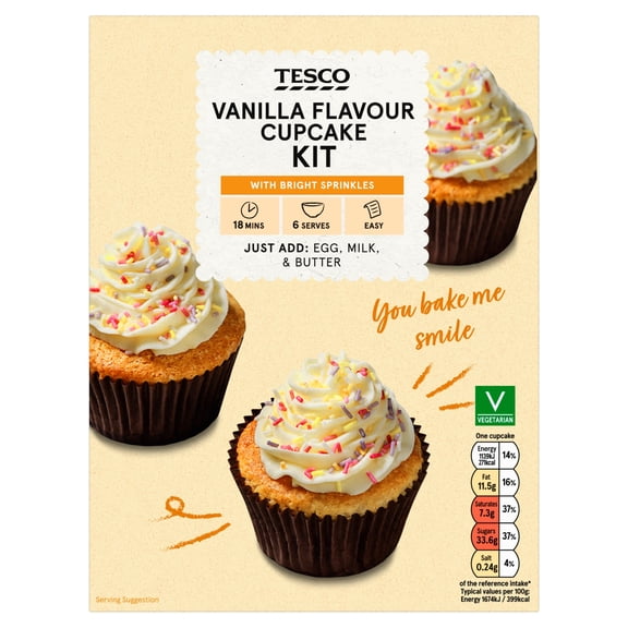 Tesco Vanilla Cupcake Mix 290G, Imported from Britain