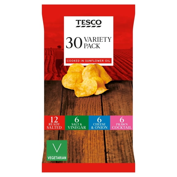 Tesco Variety Crisps 30X25g, Imported from Britain
