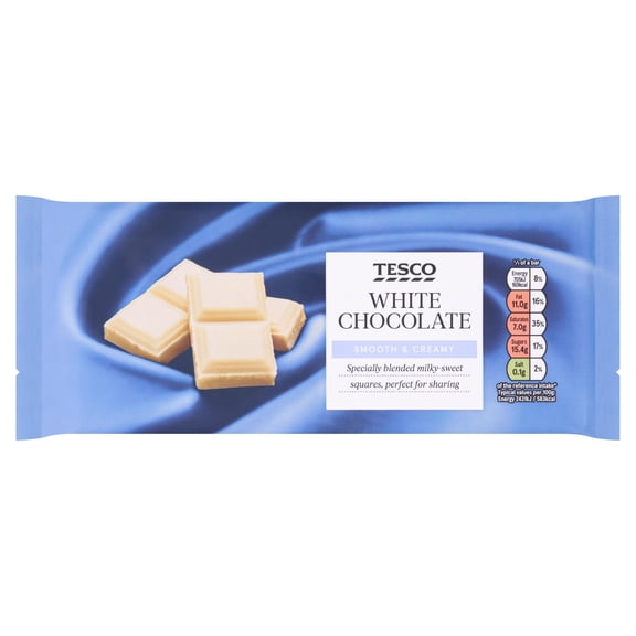 Tesco White Chocolate Bar 200G, Imported from Britain