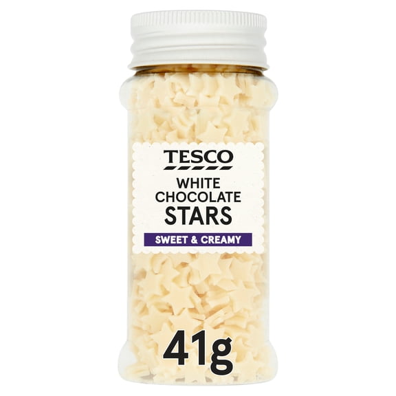 Tesco White Chocolate Stars Sprinkles 41G, Imported from Britain