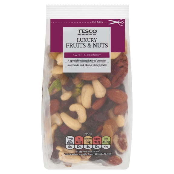 Tesco Whole Foods Luxury Fruit & Nut Mix 300g, Imported from Britain
