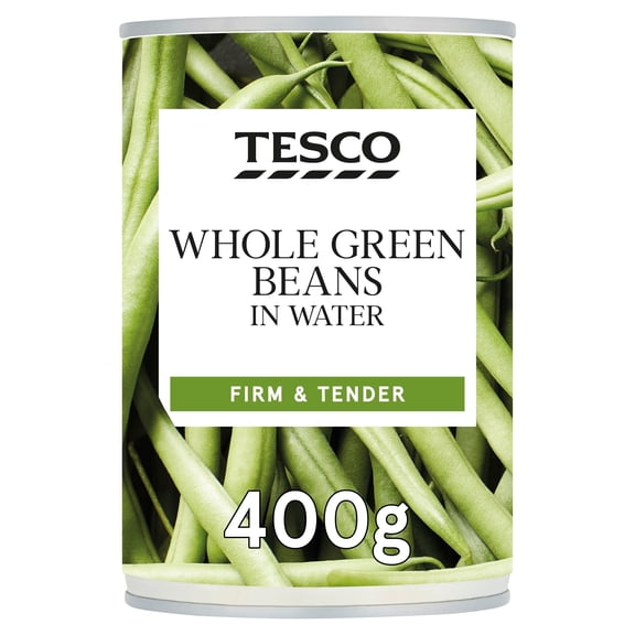 Tesco Whole Green Beans In Water 400G, Imported from Britain
