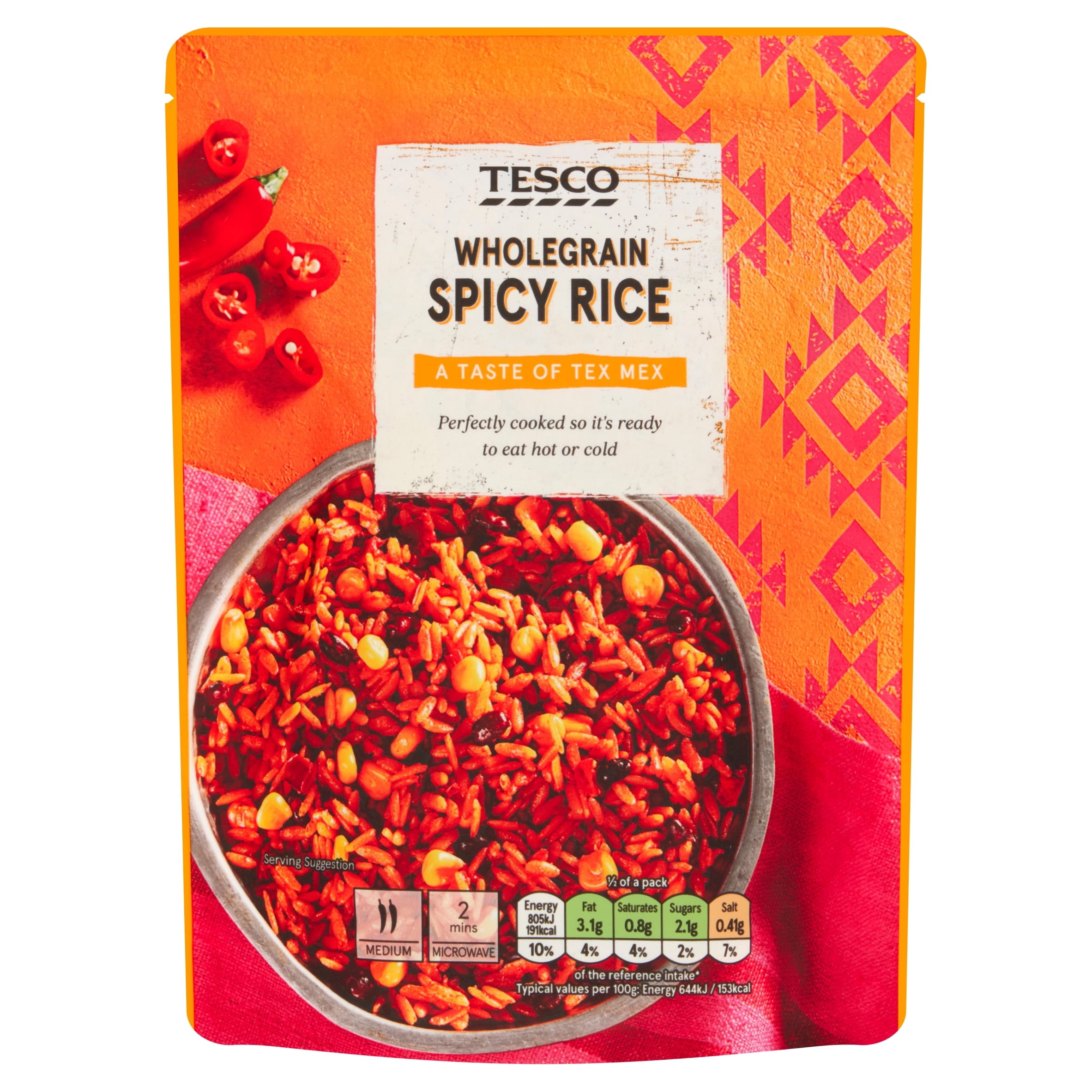 Tesco Wholegrain Spicy Mexican Inspired Rice 250G, Imported from ...