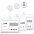 Teskyer 3 Pack Sliding ID Badge Holder with Retractable Badge Reel
