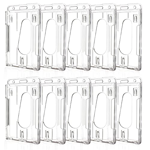 Teskyer Hard Plastic Badge Holder, Clear ID Badge Name Card Holder with