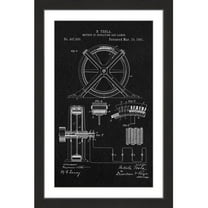 "Tesla Arc Lamp 1891 Black Paper" Framed Painting Print