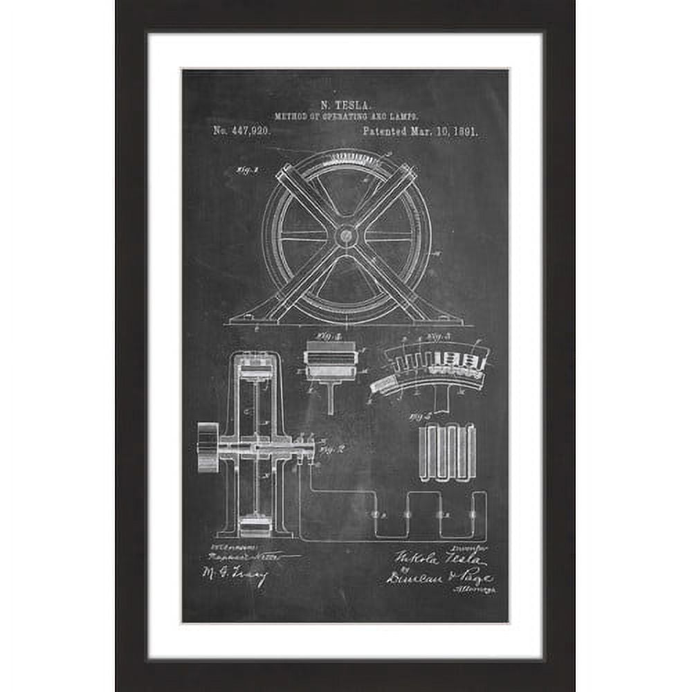 "Tesla Arc Lamp 1891 Chalk" Framed Painting Print
