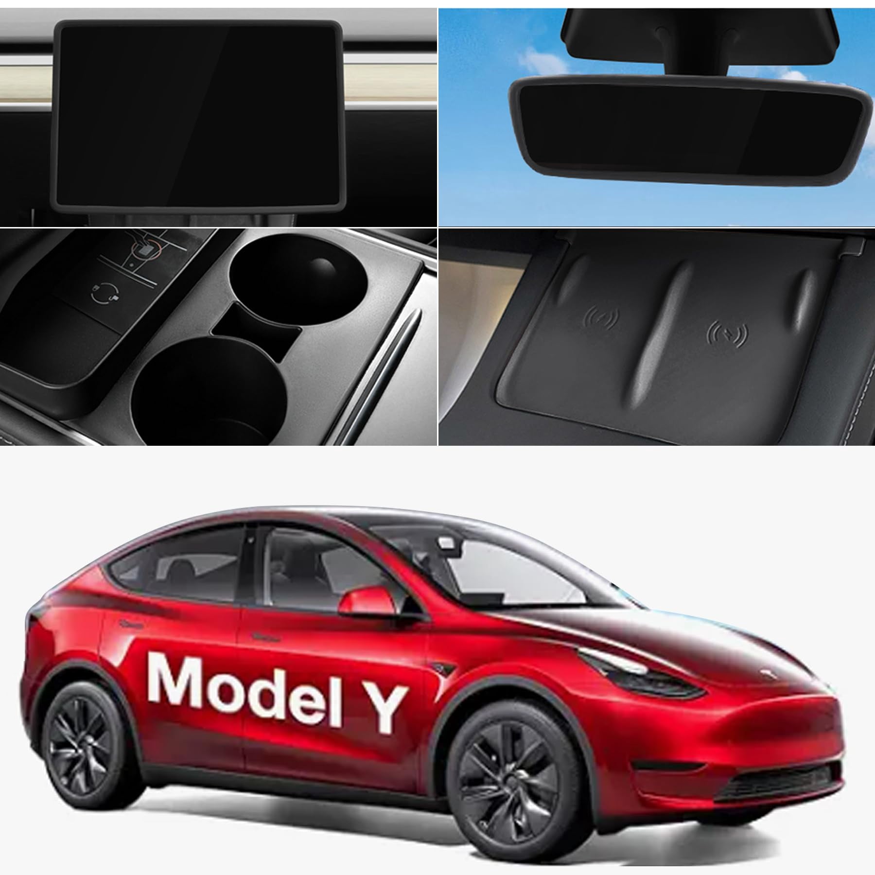 Cup Holder Insert For Tesla Model 3 (2021-2023) & Model Y (2021-2024) - TPE Material, Reduces Cup Shaking