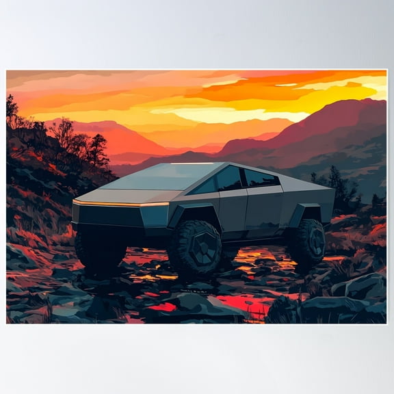Tesla Cybertruck - Pop Art Poster Wall Art, Modern Wall Decor For Living Room Bedroom, 8x12 UNFRAMED