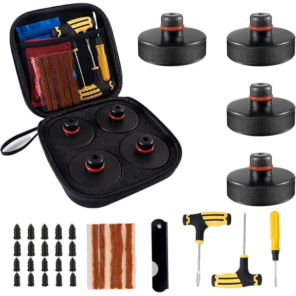 Jack Pads Lifting Jack Pad for Tesla Model 3/Y/S/X Tesla Pucks Accessories with Tire Repair Tools Kit for Tesla Vehicles 2016 to 2026,4 Pucks with Storage Case