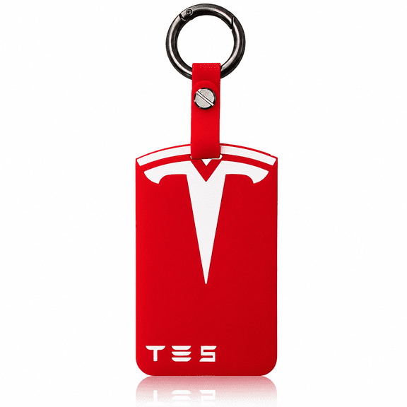 Tesla Key Card Holder - Silicone Anti-Scratch Key Protector  Accessories Including Key Chain(Red)