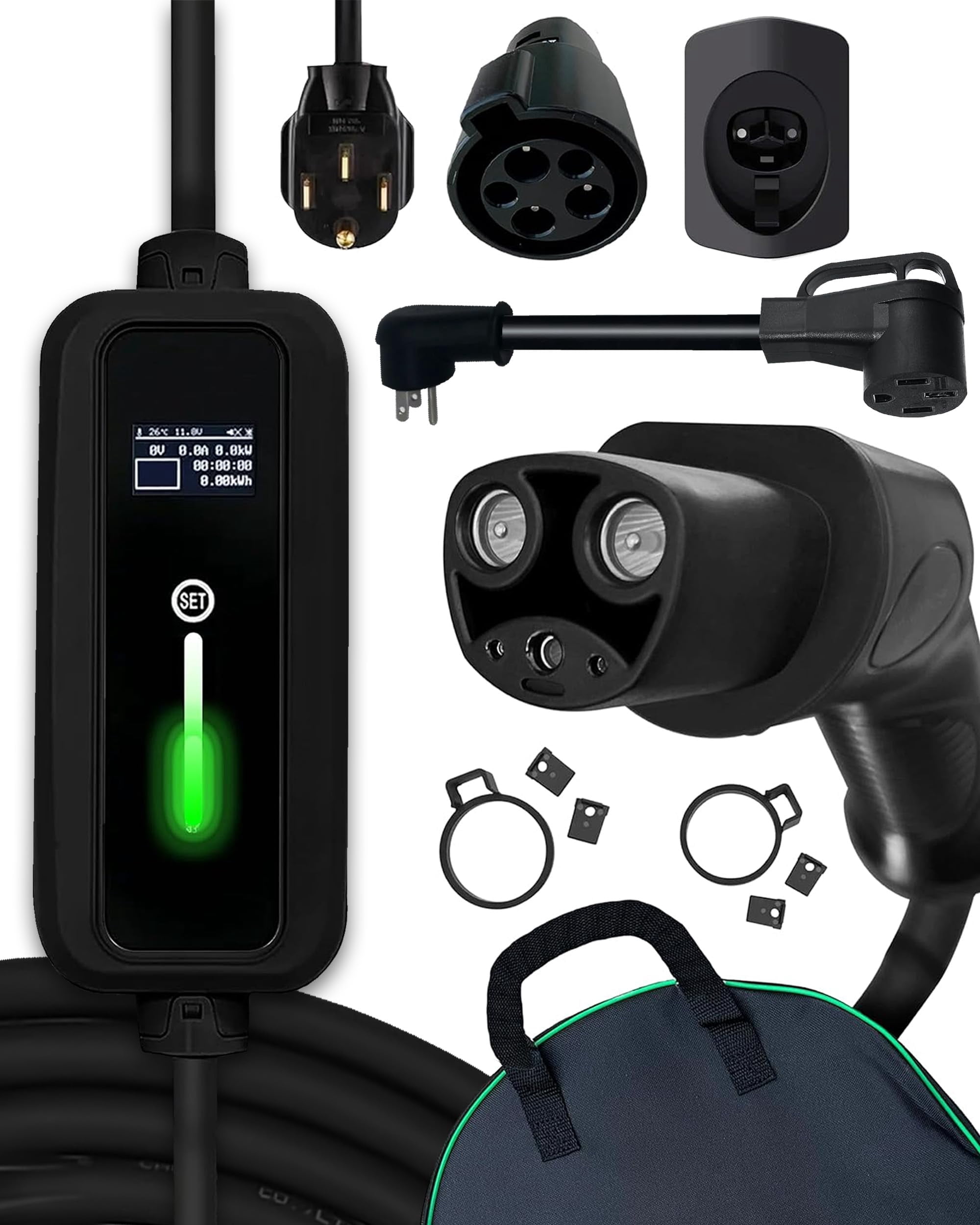 Tesla Mobile Charger 40A / 32A / 16A Up to 30 mi/h with Scheduled Charging, Level 2 NEMA 14-50, J1772 Adapter, Portable EV Fast Charging Station Connector for Model 3, Y, S, X by Elecktrik (40 Amp)
