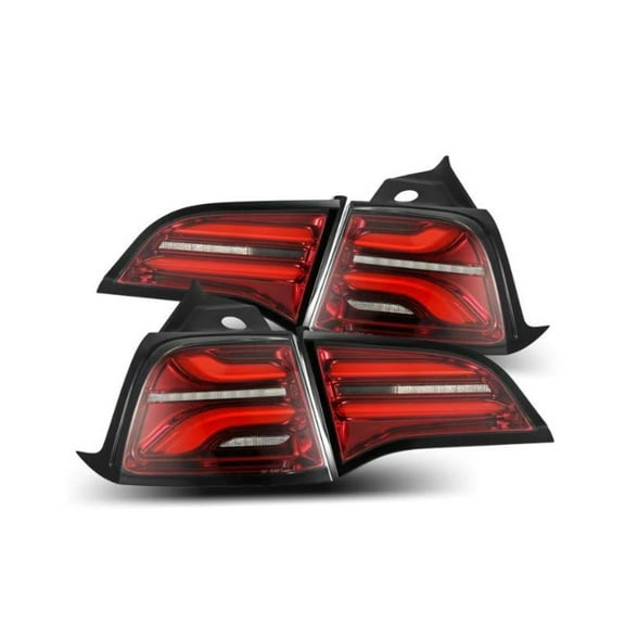 Tesla Model 3 Alpharex Led Pro Series Led Taillights, Sequential Turn Signal, Red, 2017-2023