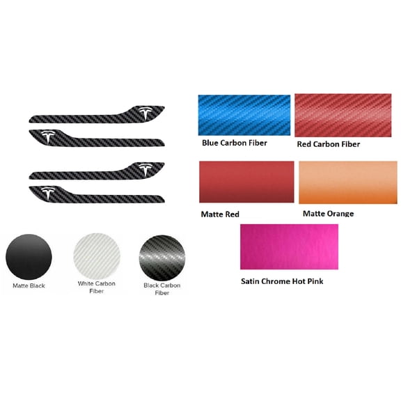 Tesla Model 3 Door Handle Vinyl Wrap W/ Logo, 4pc Set, 2017-2024