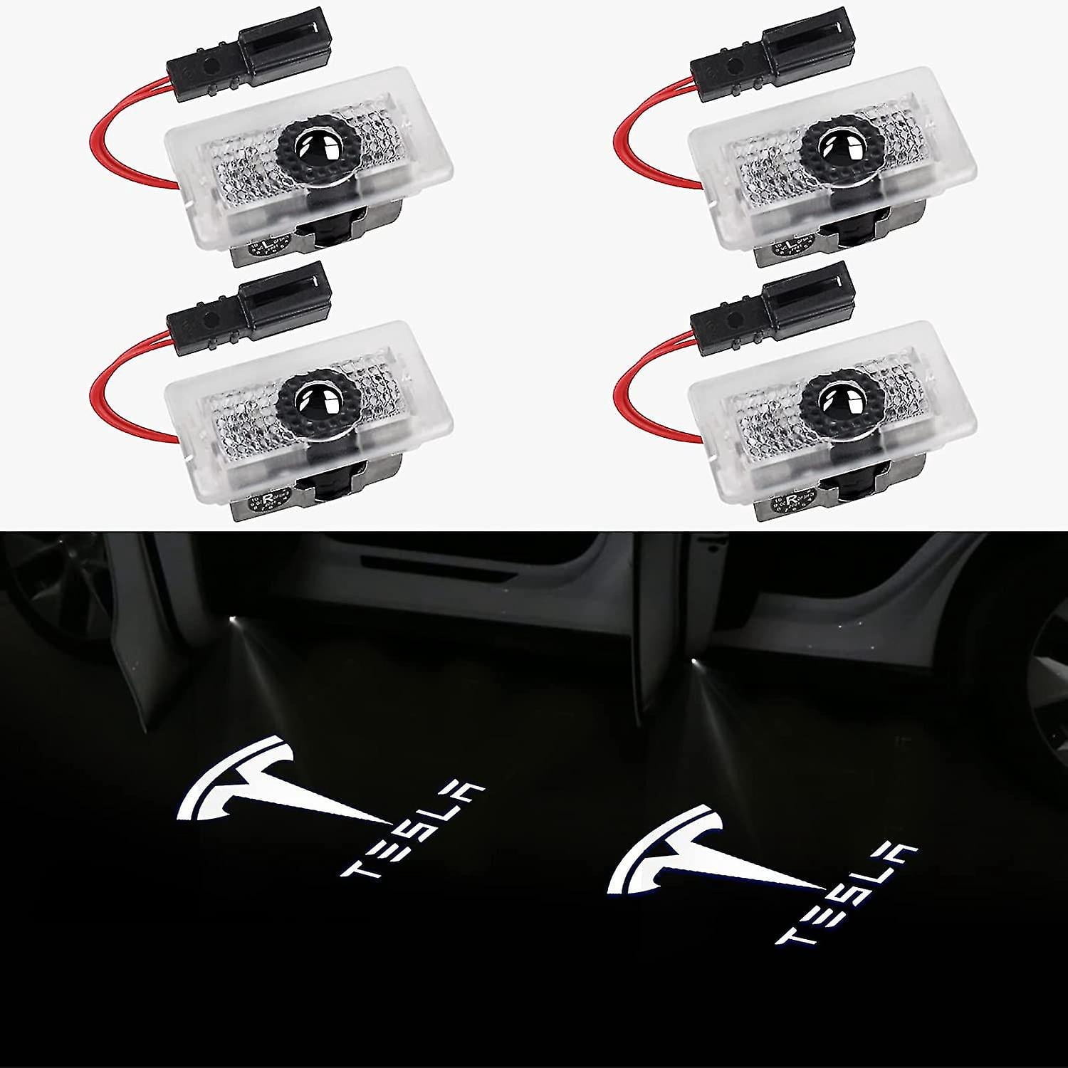 Tesla Model 3 Model Y Model S Model X Car Door Logo Projector Light, 4 Pcs/pack