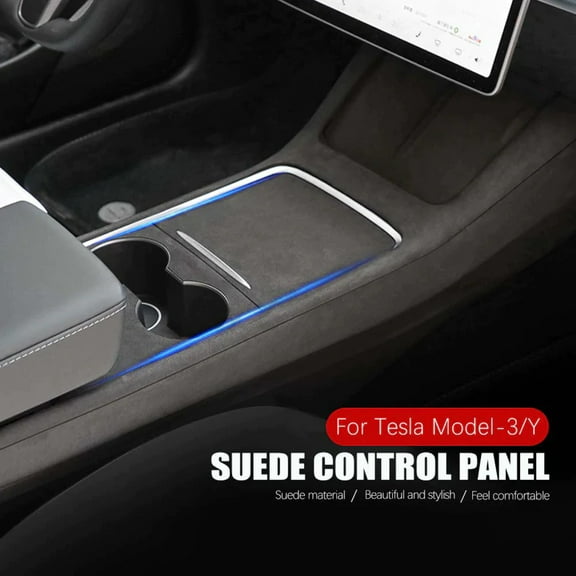 Tesla Model 3, Y Center Console Wrap, Alcantara Dark Gray Suede, 2021-2023