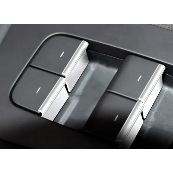 Tesla Model 3, Y Door Window Switch Chrome Trim Set, 7-Pc Set, 2017-2024