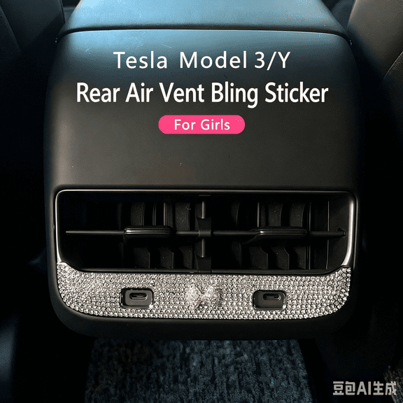 Tesla Model 3/Y Rear Air Vent Decal Sticker Crystal Rhinestone Bows Women's Style