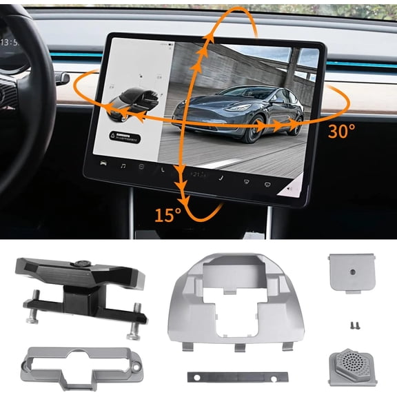 Tesla Model 3, Y Swiveling Screen Mount Kit, Left, Right, Up, Down, Original Gray Color, 2017-2023