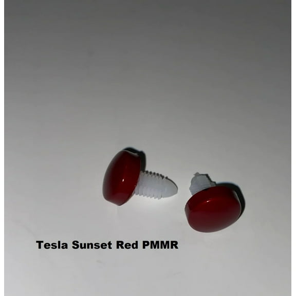 Tesla Model S, 3, X, Y Front Bumper License Plate Hole Cover Plugs, Sunset Red PMMR