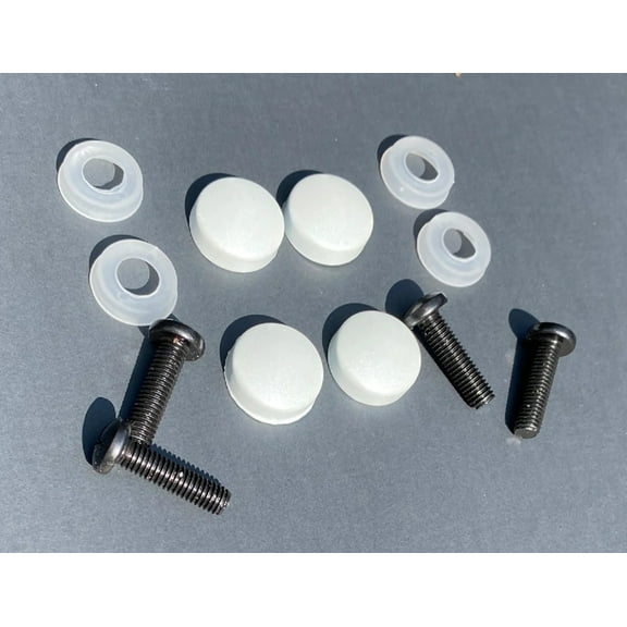 Tesla Model S, 3, X, Y License Plate Screw Cap Cover Kit, Painted Factory Color Pearl White PPSW