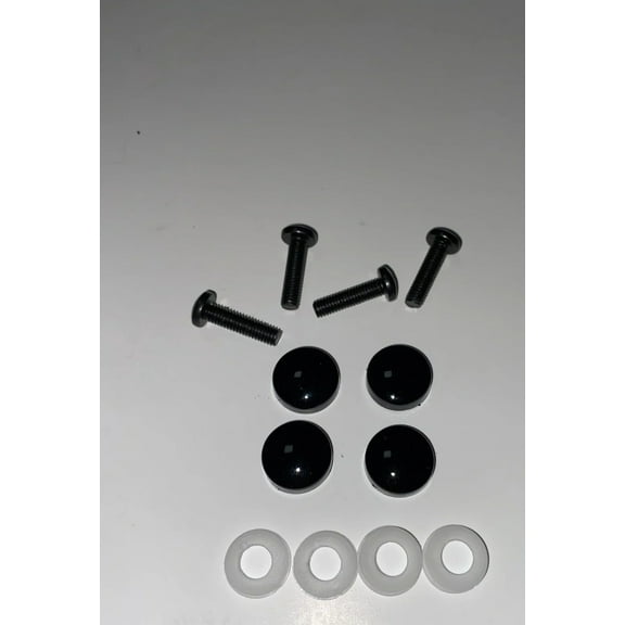 Tesla Model S, 3, X, Y License Plate Screw Cap Cover Kit, Painted Factory Obsidian Black Metallic PMBL