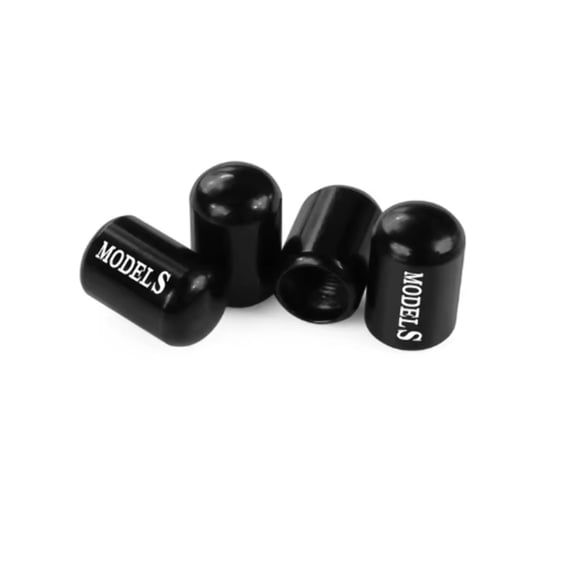 Tesla Model S, Black Valve Stem Caps, Aluminum, 2012-2024
