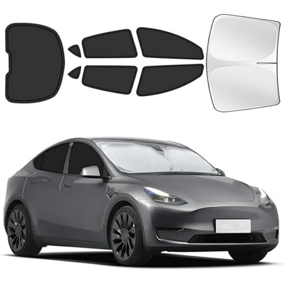for Tesla Model Y 2020-2025 Car Window Shades, 8pcs Privacy Sun Shade Set for Front Windshield Side and Rear Windows, Full Window Covers Keeps vehicle Cool for Camping Napping