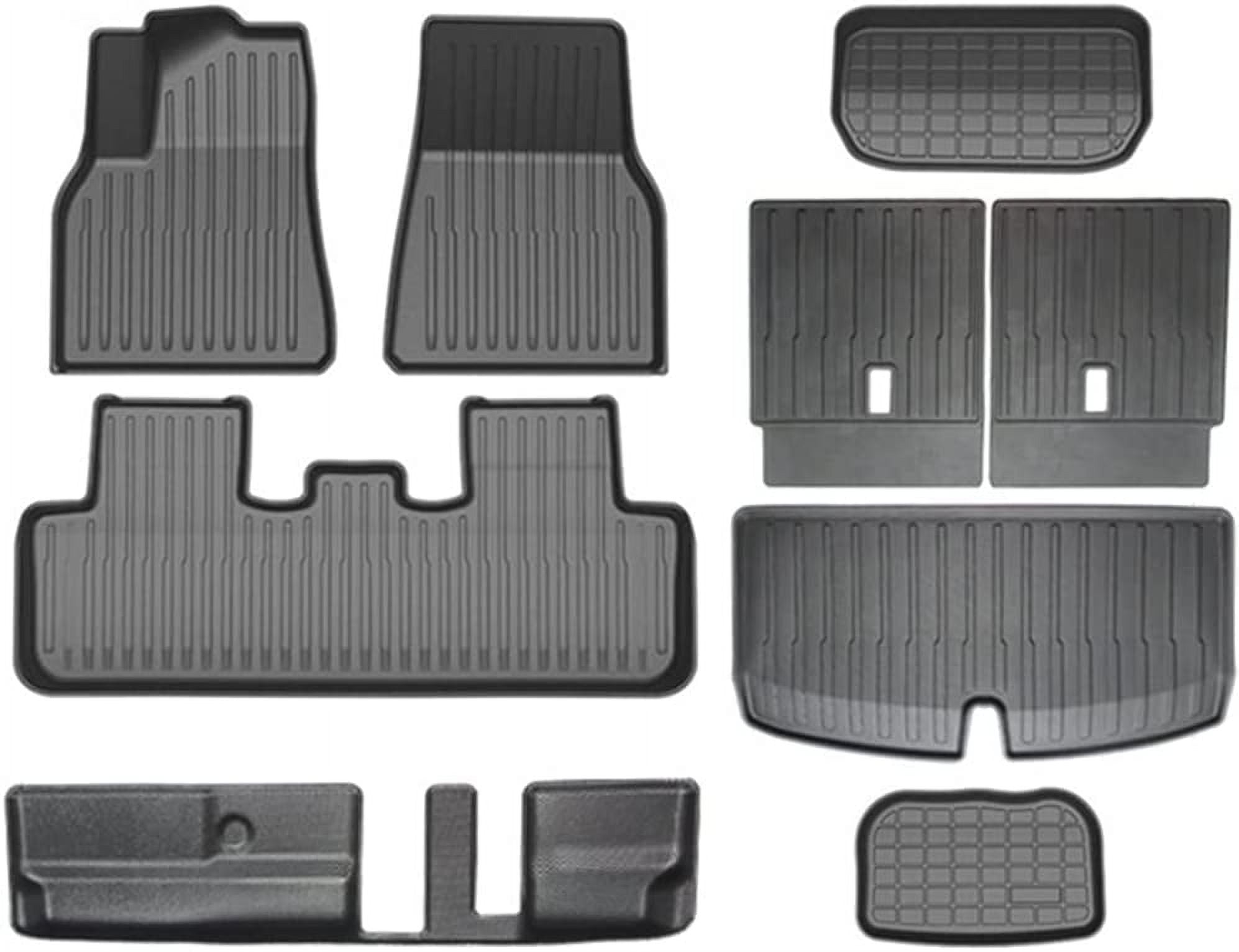 Tesla Model Y Floor Mats 7 Seater Full Set,All Weather Waterproof Floor Mats Cargo Frunk Trunk