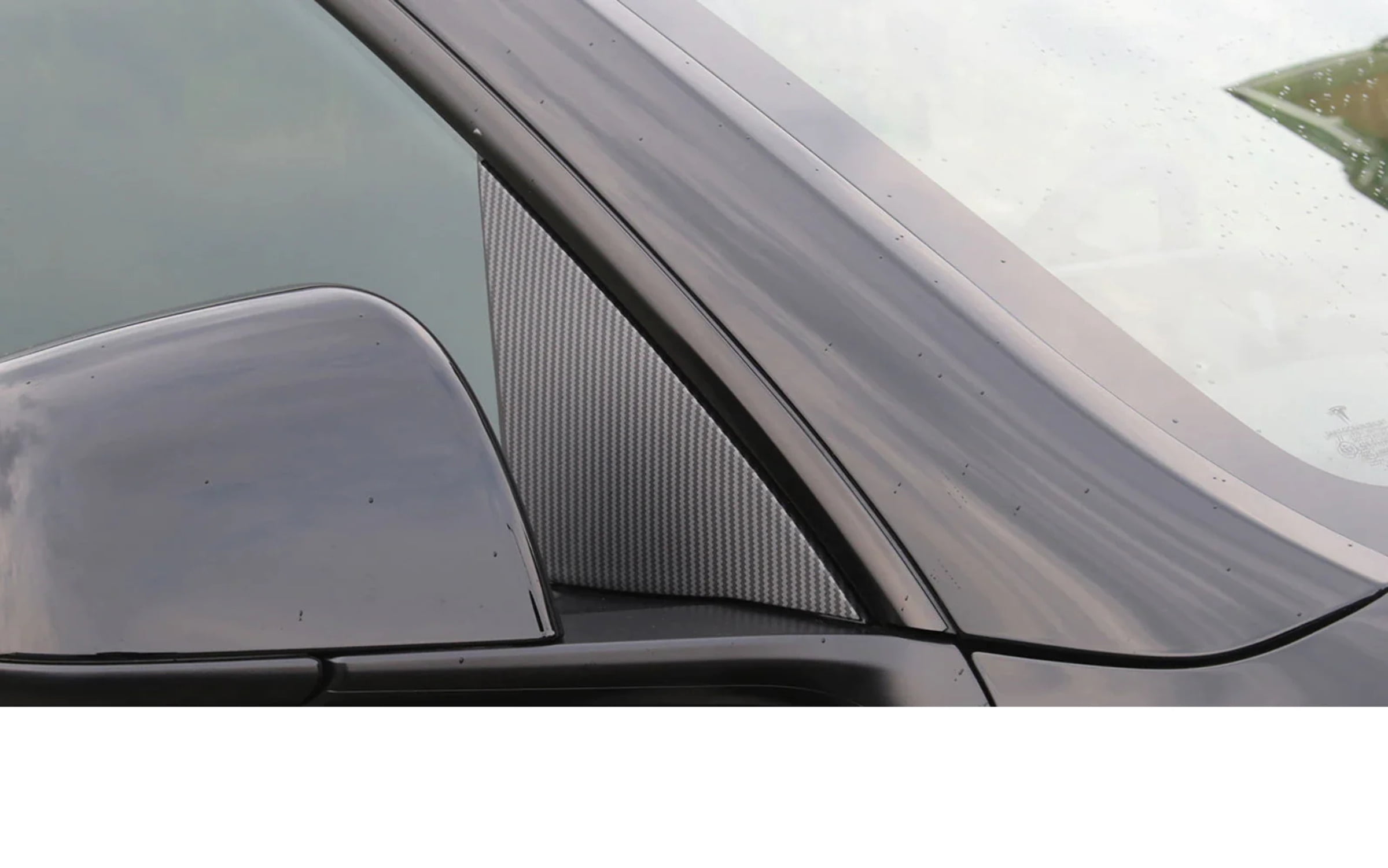 Tesla Model Y Front A Pillar Covers, Matte Carbon Fiber, 2020-2024