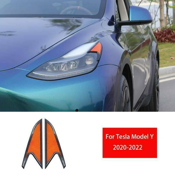 Tesla Model Y Headlight Eyebrow Front Trim Reflectors, 2020-2024