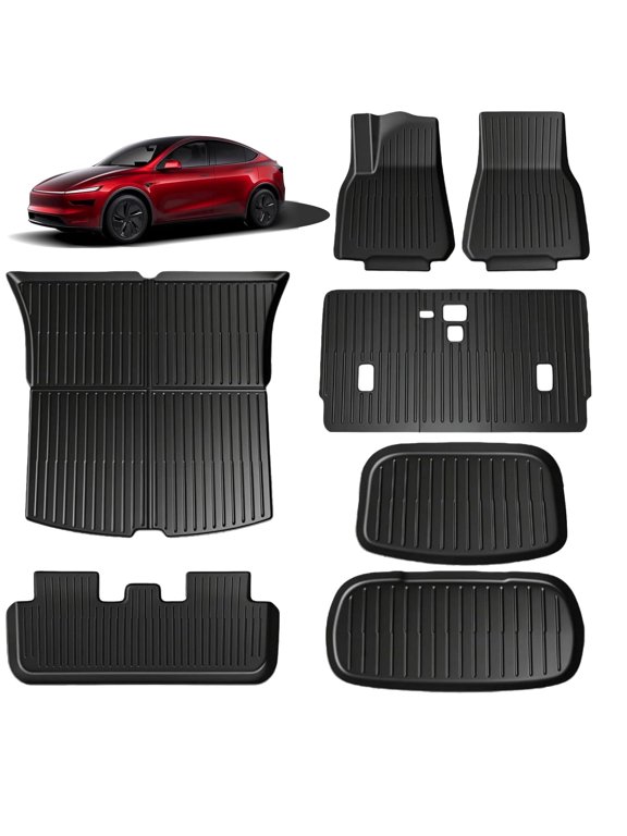 Tesla Model Y Juniper 2025-2026 5-Seater Floor Mats (NOT for 2026 Standard) & Cargo Liners - 9 PCS TPE Auto Accessories