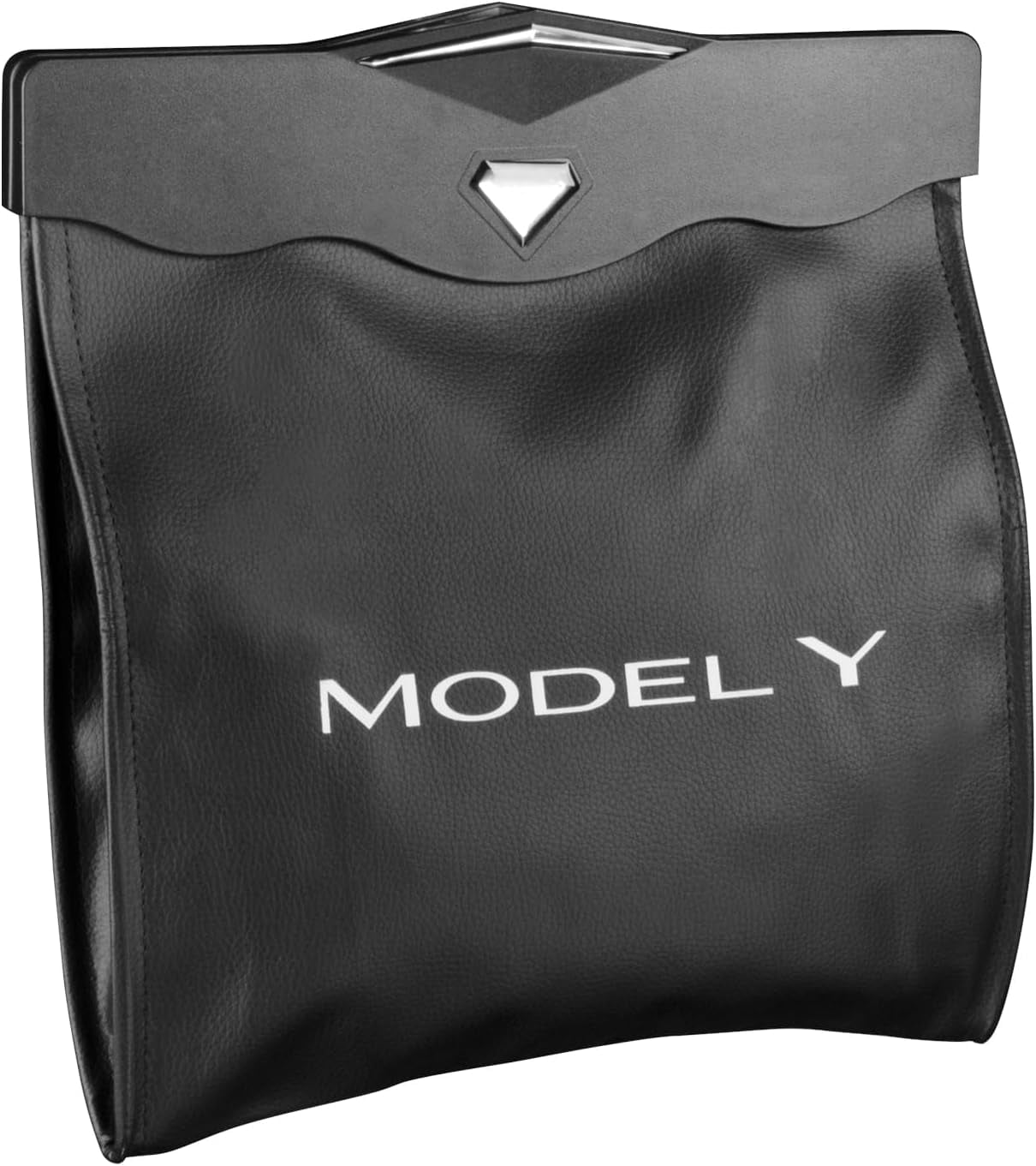 Tesla Model Y Juniper Trash Can 2020-2026 Garbage Bag Bin [Strong Magnetic Buckle] Waterproof with LED Light Faux Leather Interior Accessories 2.5 Gallons