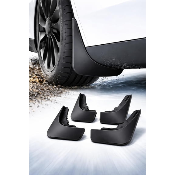 Tesla Model Y Mud Flaps 2021-2024, Premium OEM Fit All-Weather Splash Guards No Drill Heavy Duty TPE Front & Rear Mudguards, Tesla Model Y Accessories (4PCS)