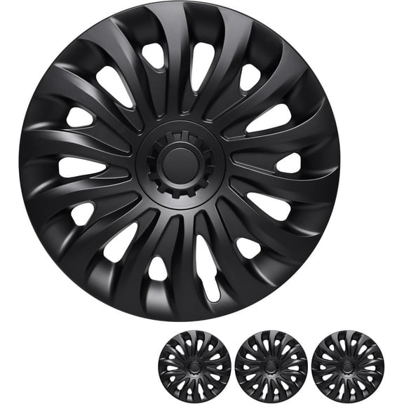 Tesla Model Y Wheel Covers, Matte Black ABS Hubcaps, Sporty and Futuristic Style, Precise Fit, Easy Installation, Optional Center Cap with Logo, Set of 4