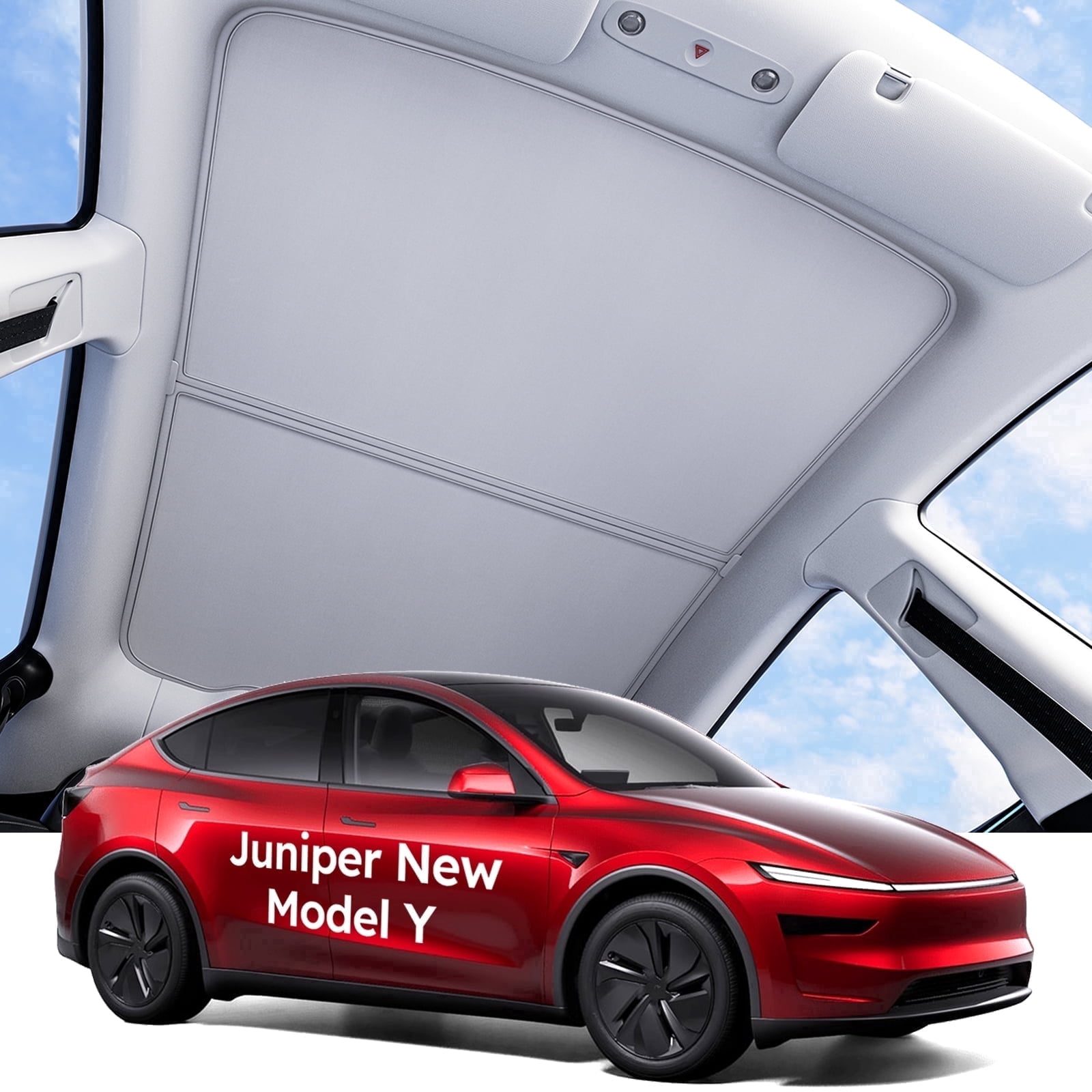 Wigoo Tesla New Model Y Juniper Accessories Sunshade Roof [Never Sag, Nano Ice-Crystal Coatings] 3-Gen Heat Insulation Glass Roof Sun Shade Accessories,Gray