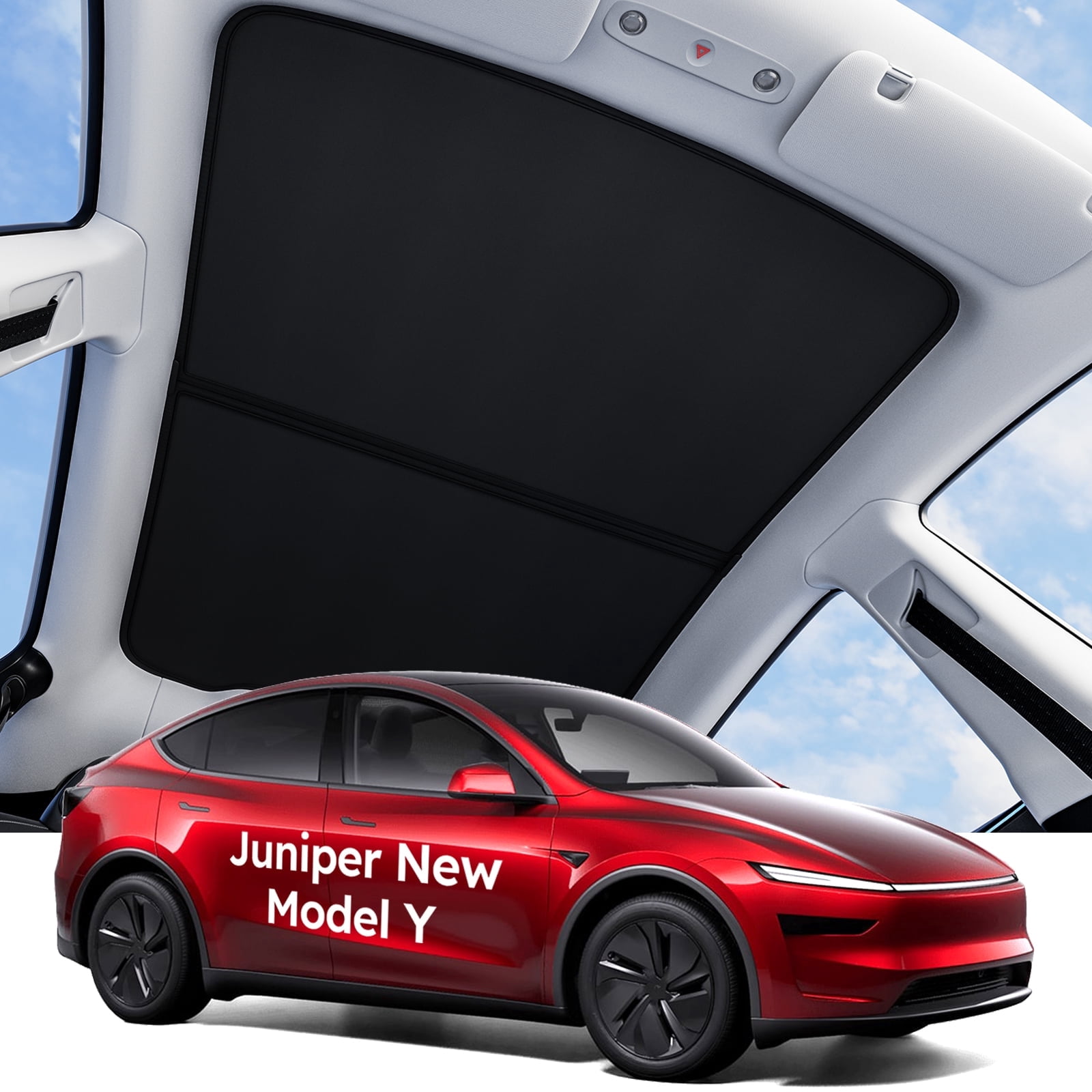 Wigoo Tesla New Model Y Juniper Accessories Sunshade Roof [Never Sag, Nano Ice-Crystal Coatings] Heat Insulation Glass Sun Shade for Model Y 2025 2026 Launch, Black