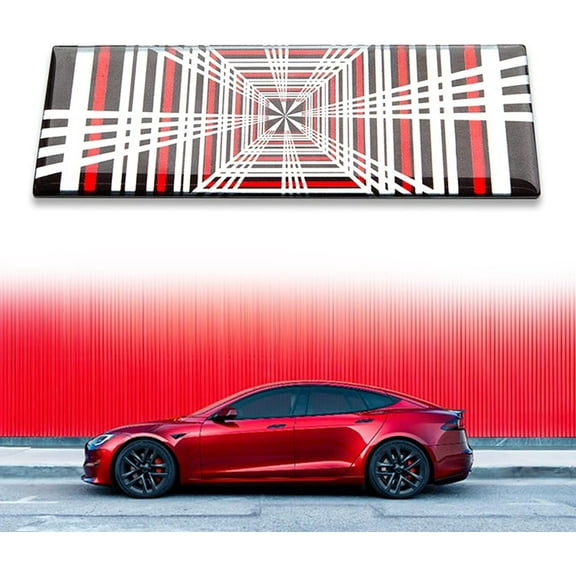Tesla Plaid Emblem Badge Sticker, 3D Aluminum