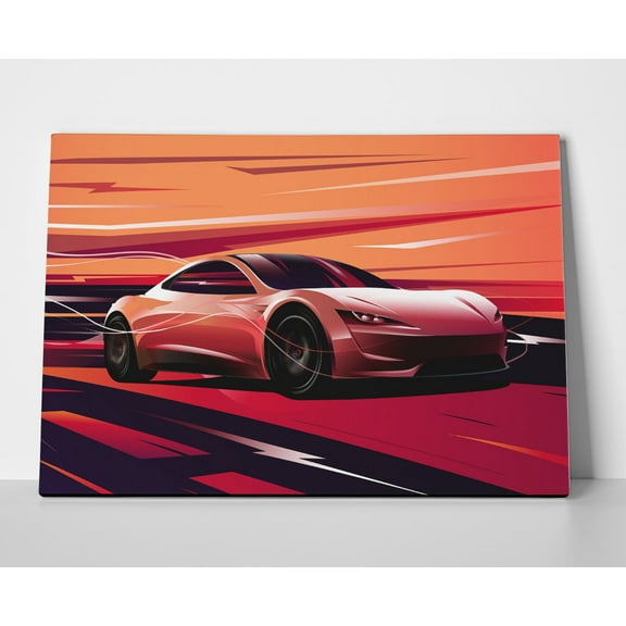 Tesla Roadster Poster or Wrapped Canvas